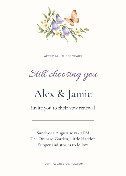 Still choosing you – vow renewal invitation: printable design preview
