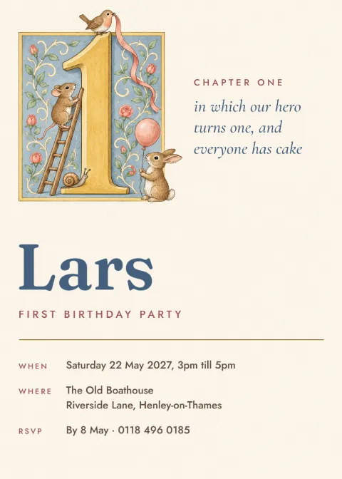 Storybook nursery – chapter one first birthday: printable design preview