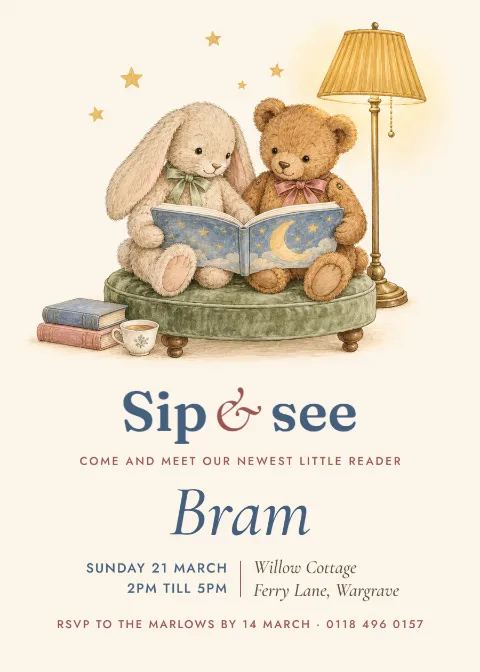 Storybook nursery – sip and see invitation: printable design preview