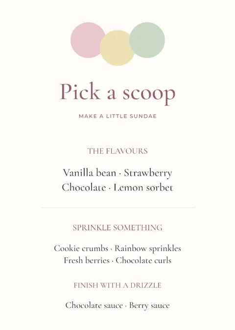 Pick a scoop – ice cream bar menu: printable design preview
