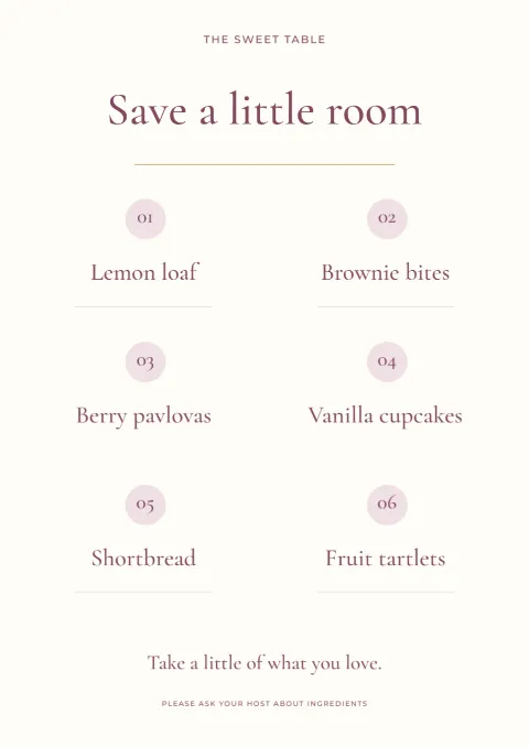 Save room for something sweet – dessert table: printable design preview