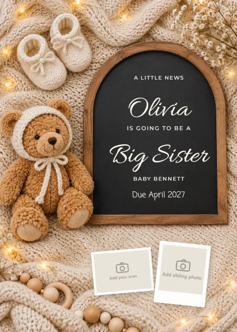 Teddy & twinkle – big sister: printable design preview