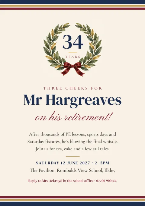 Three cheers – retirement party announcement: printable design preview