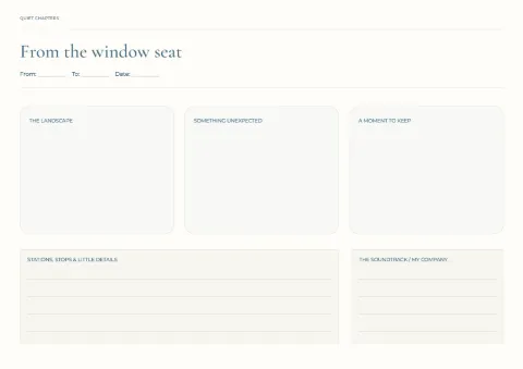 From the window seat – train journal: printable design preview