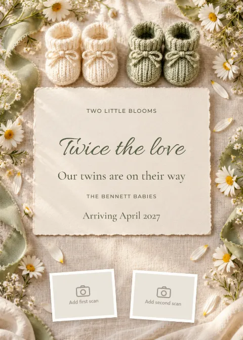 Two little blooms – twins: printable design preview