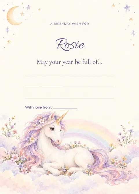 A wish full of sparkle – birthday wishes: printable design preview