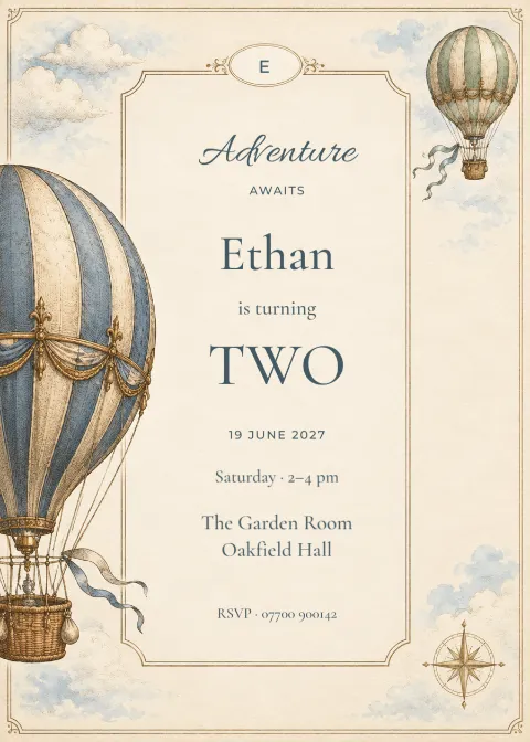 Adventure awaits – second birthday: printable design preview