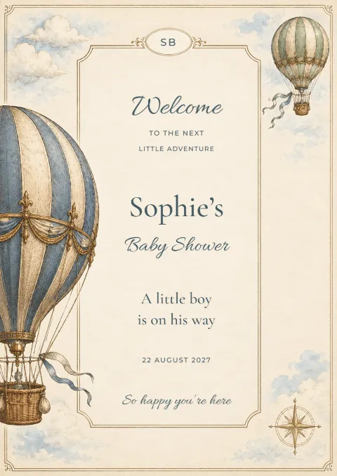Welcome to the adventure – shower sign: printable design preview