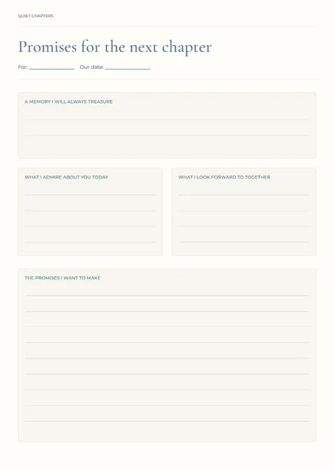Promises for the next chapter – vow writing page: printable design preview