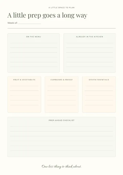 Prep once, enjoy all week – meal-prep sheet: printable design preview