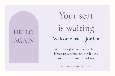 Your seat is waiting – welcome-back card: printable design preview