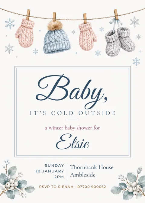Little knits – Baby, it’s cold outside shower: printable design preview