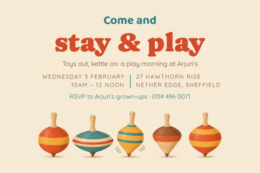 Throwback toy box – spinning tops stay and play: printable design preview