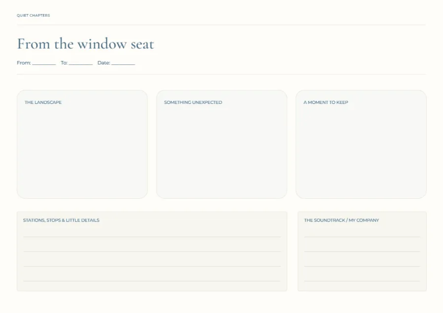 From the window seat – train journal: printable design preview