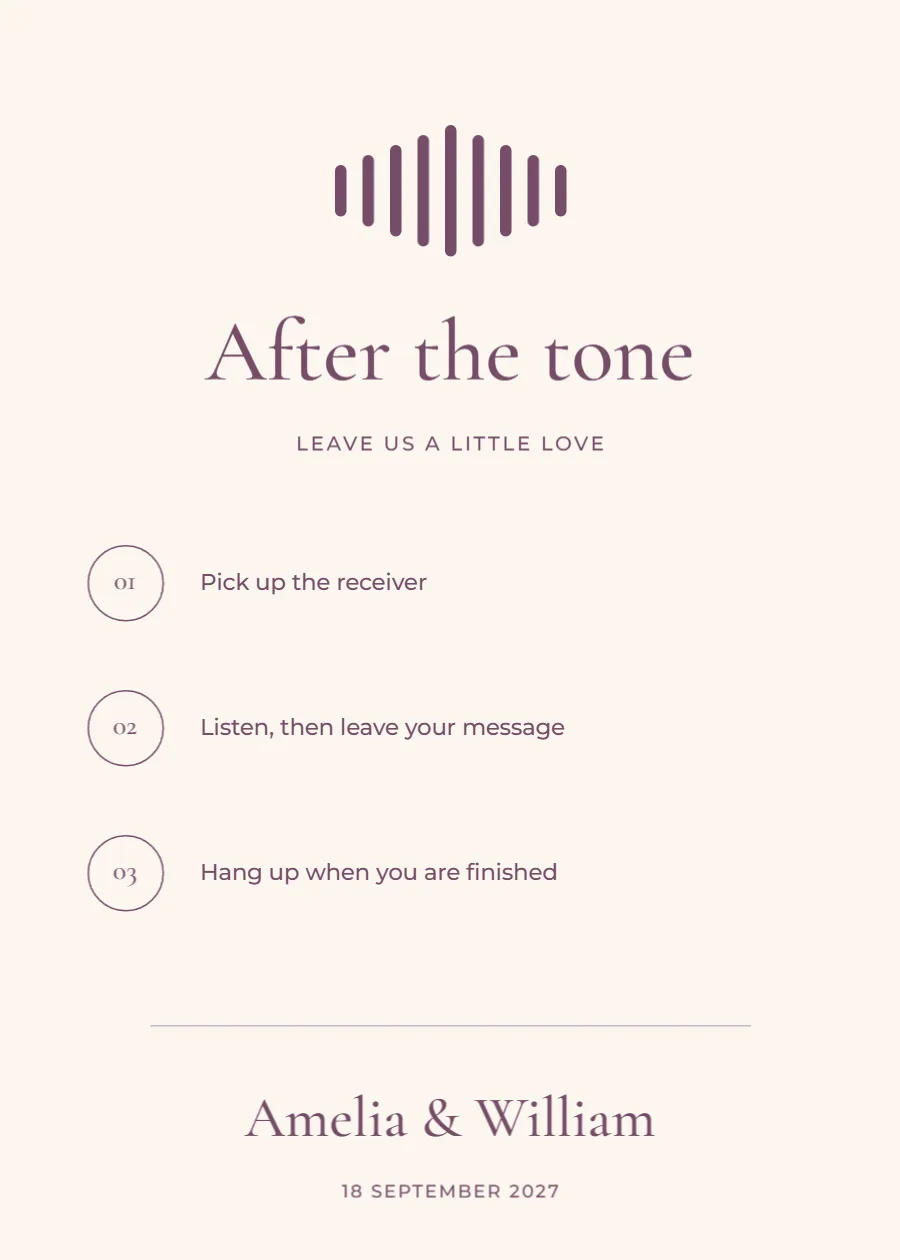 After the tone – audio guestbook sign: printable design preview
