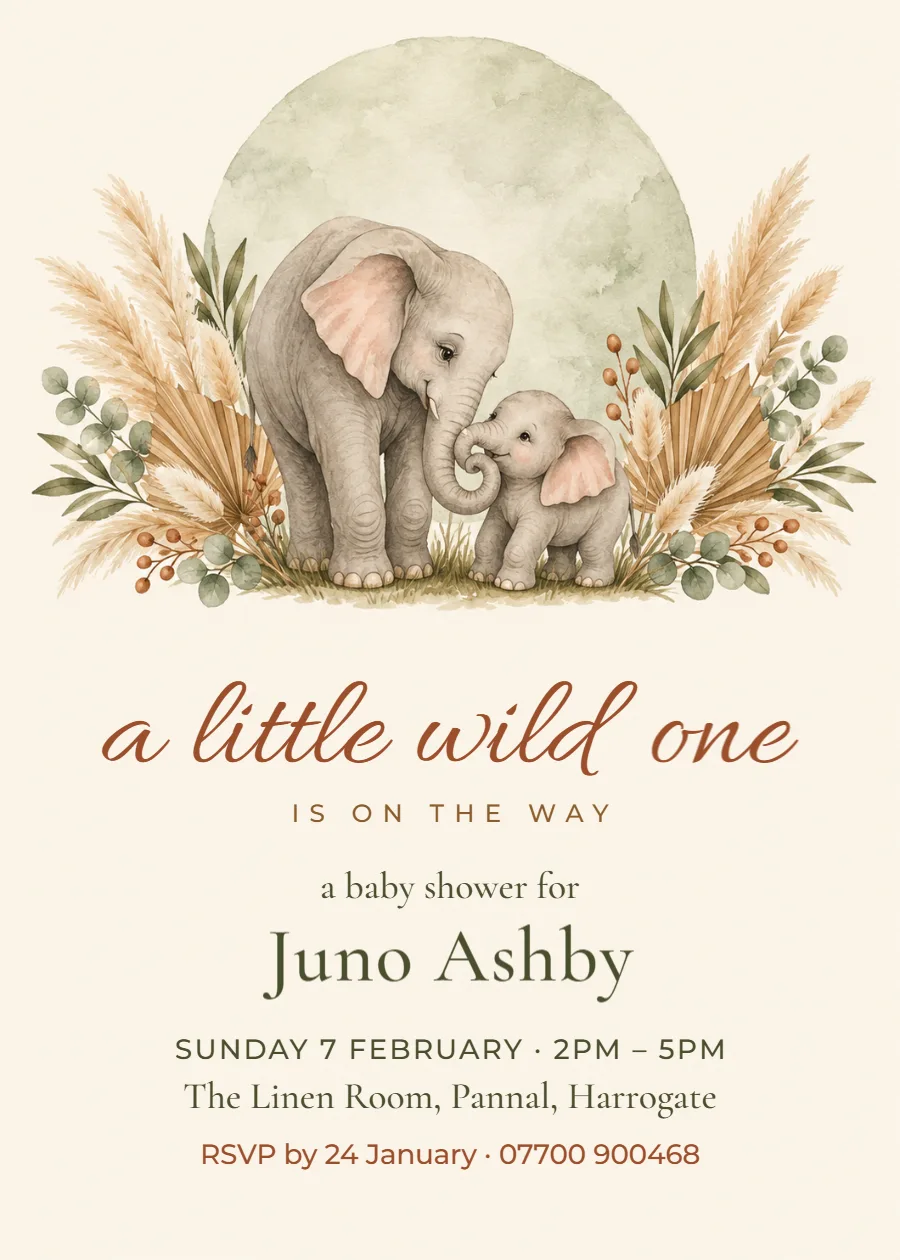 Wild safari – baby shower invitation: printable design preview
