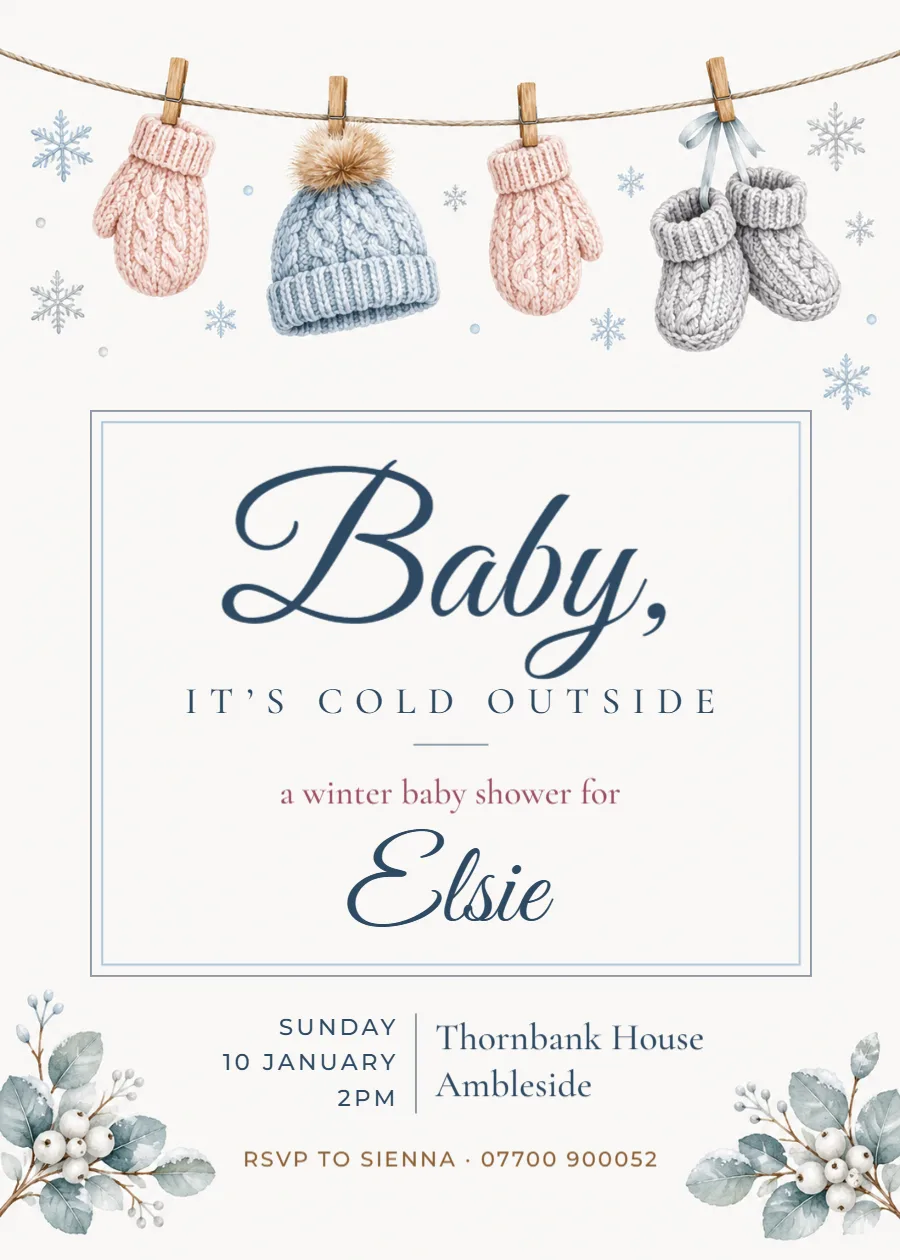 Little knits – Baby, it’s cold outside shower: printable design preview